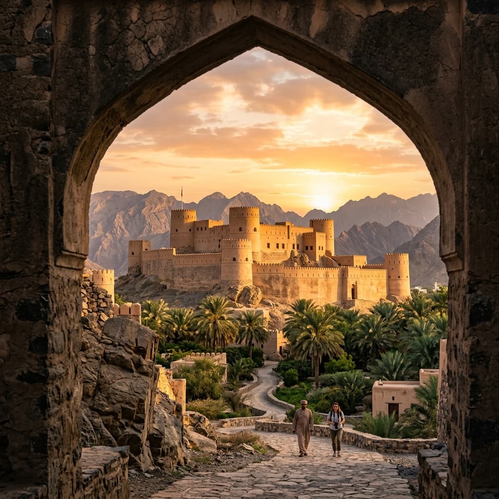 Historic fort and landscape in Oman